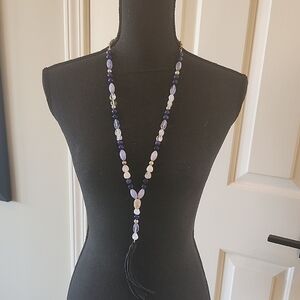 Source Unknown Blue and White Necklace with Pendant